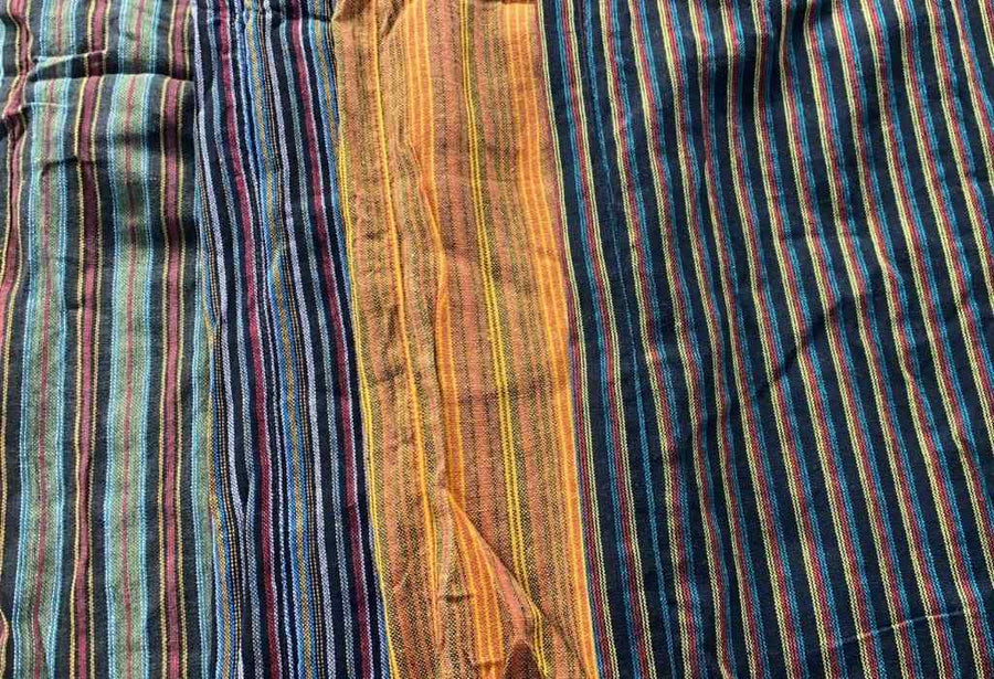 Cotton Bhutani Trim & Cuff Pants - Stripes