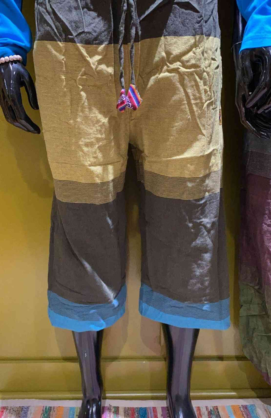Cotton Bhutani Trim & Cuff Pants - Tri-Color