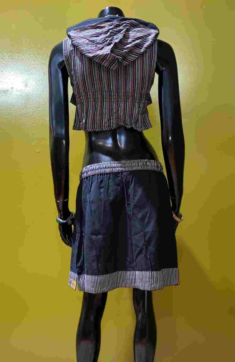 Cotton Drawstring Short Skirt - Solid Color