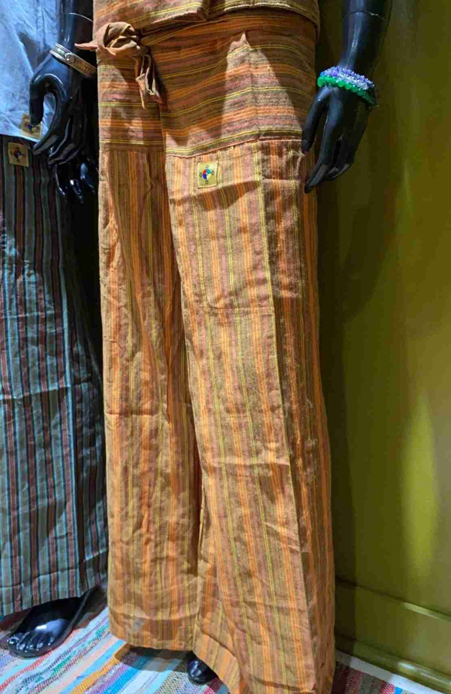 Cotton Thai Fisher Cargo Pocket Pants - Stripes