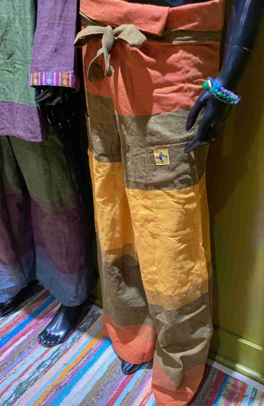 Cotton Thai Fisher Cargo Pocket Pants - Tri-Color
