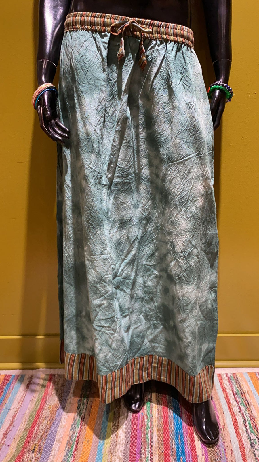 turquoise maxi skirt with drawstring