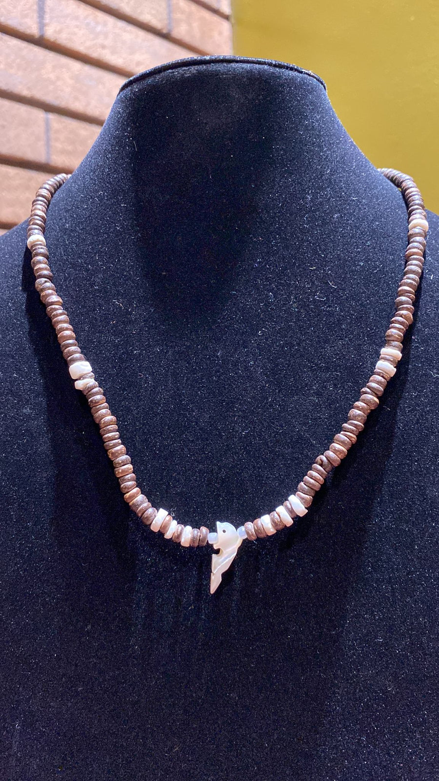 Coconut & Puka Shell Dolphin Necklace