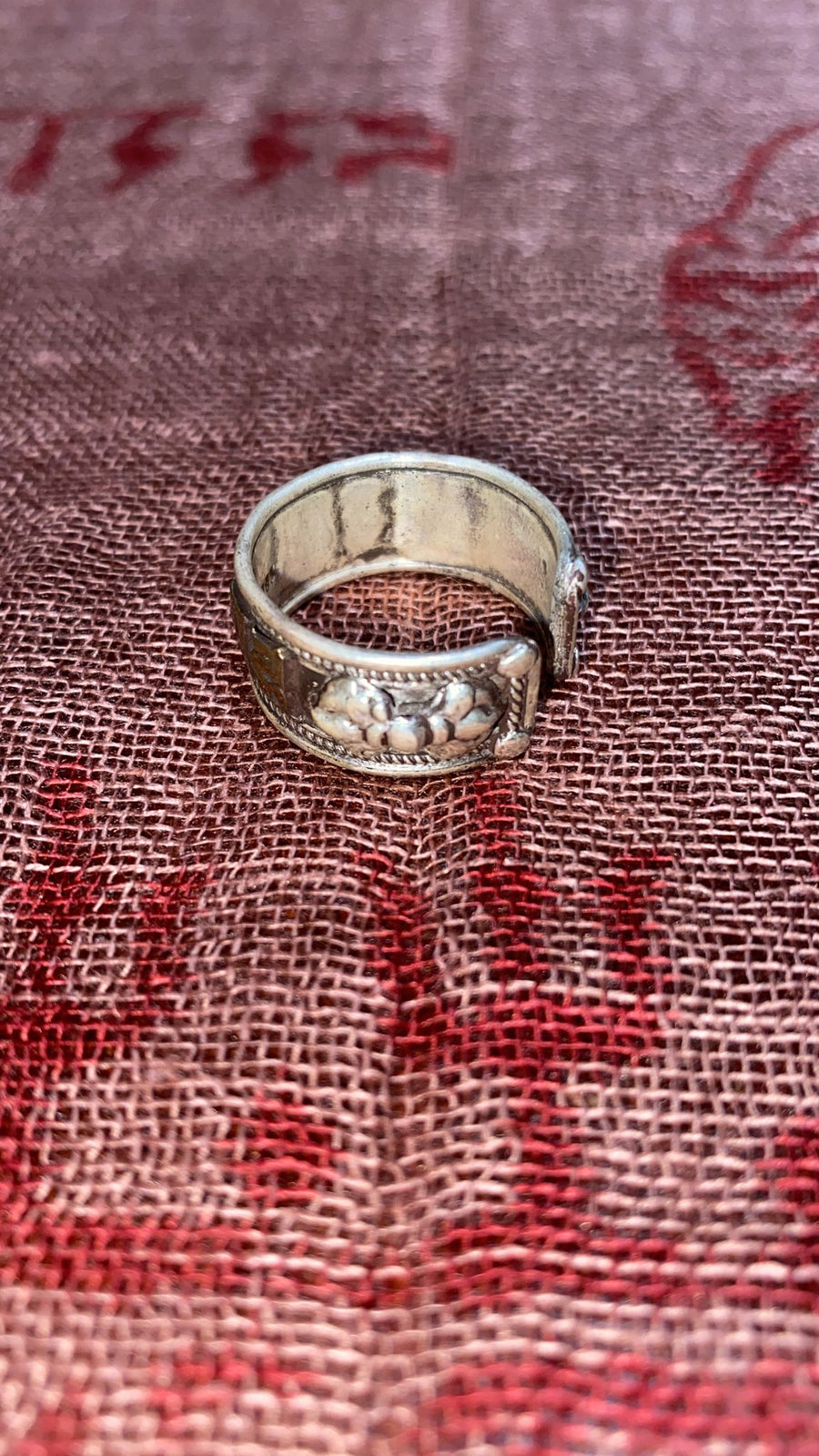 .925 Solid Sterling Silver Adjustable Band Dorje (Vajra) Gold Plated Sanskrit Om Mani Padme Hum Ring