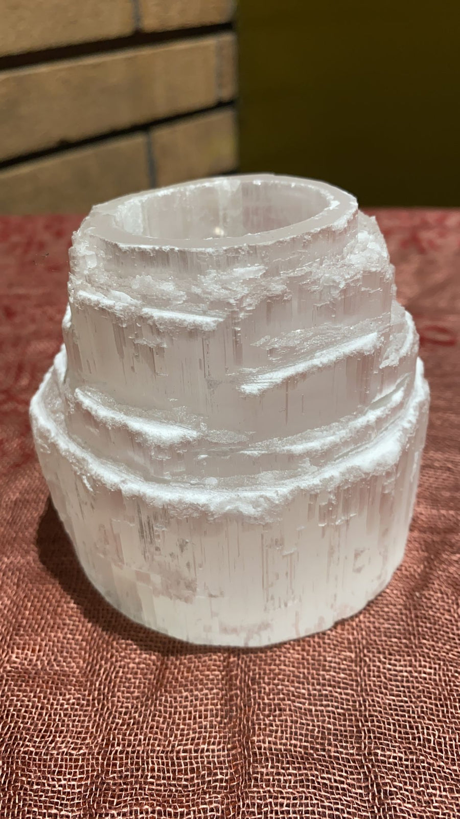 selenite tower candle holder