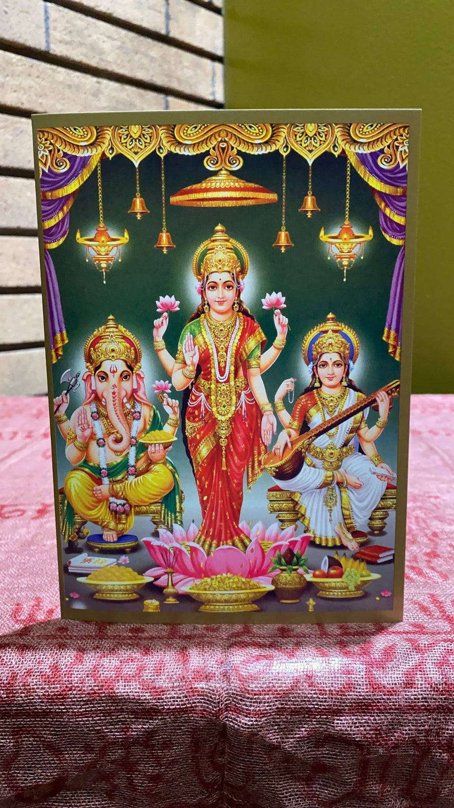 Ganesh, Lakshmi, and Saraswati greeting card
