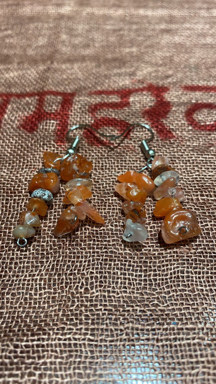 Carnelian Chips Dual-Strand Earrings