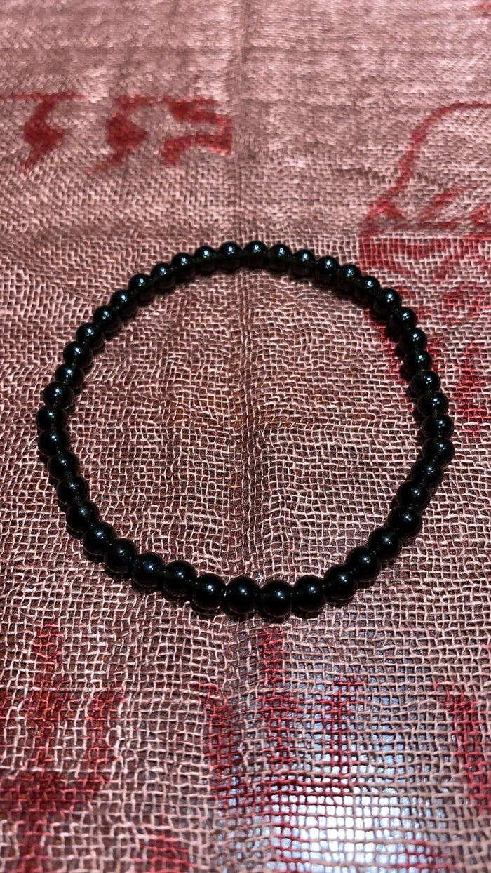 4MM Black Obsidian Bead Bracelet