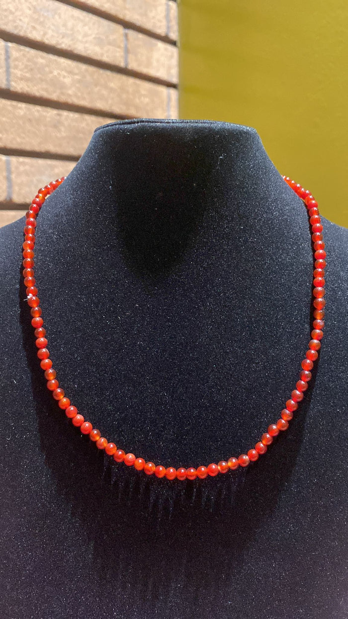 4MM Cherry Carnelian Bead Stretchy Cord Necklace/Bracelet/Anklet