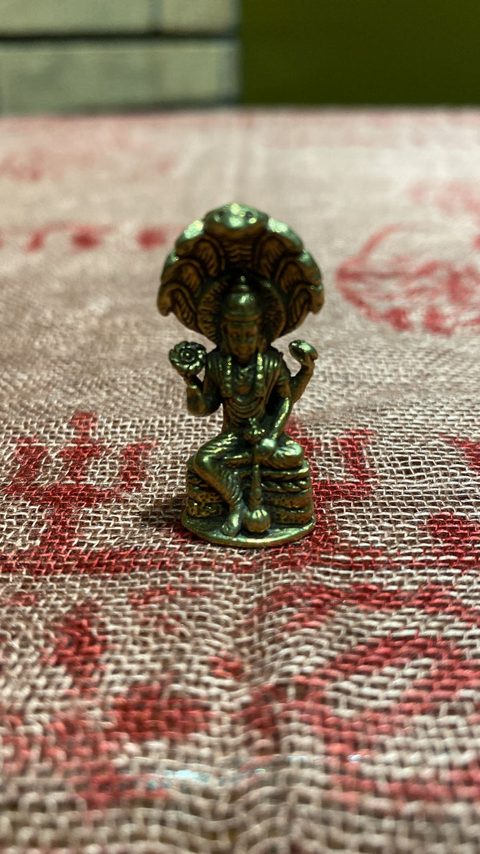 Seated Vishnu Mini Brass Statue