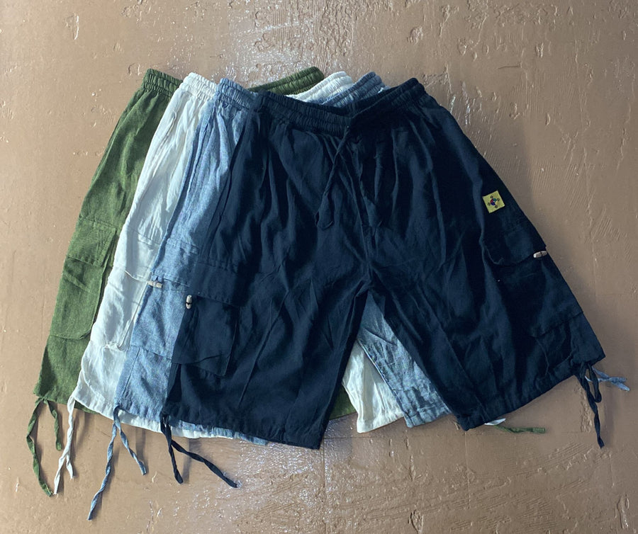 Cotton Cargo Pocket Shorts - Solid
