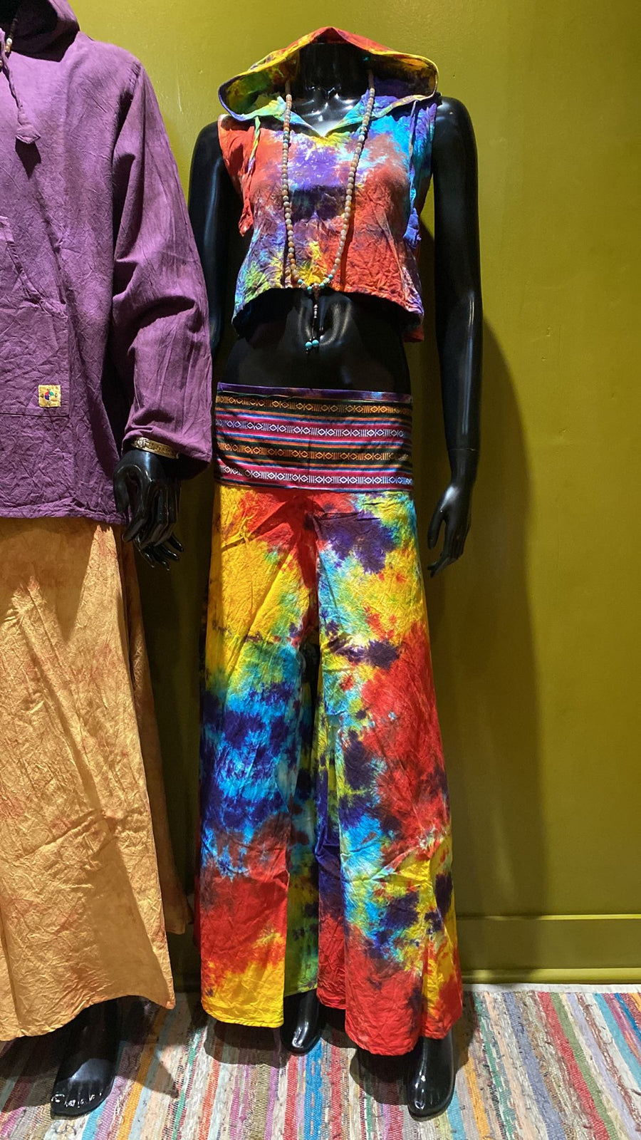 Bhutani Cotton Waist Wide-Leg Flare Pants - Tie-Dye