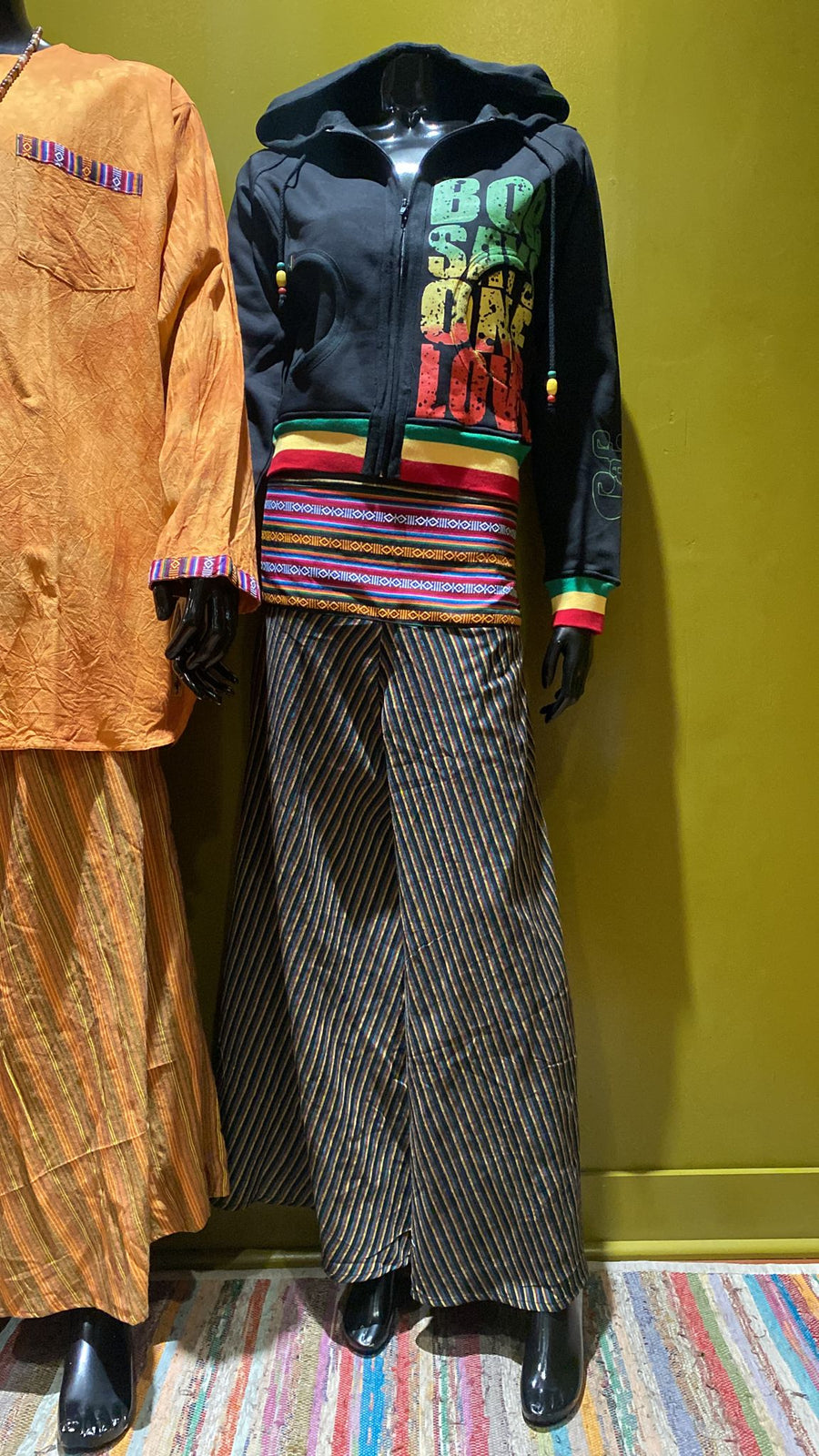 Bhutani Cotton Waist Wide-Leg Flare Pants - Stripes