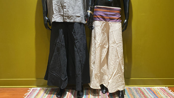 Bhutani Cotton Waist Wide-Leg Flare Pants - Solid