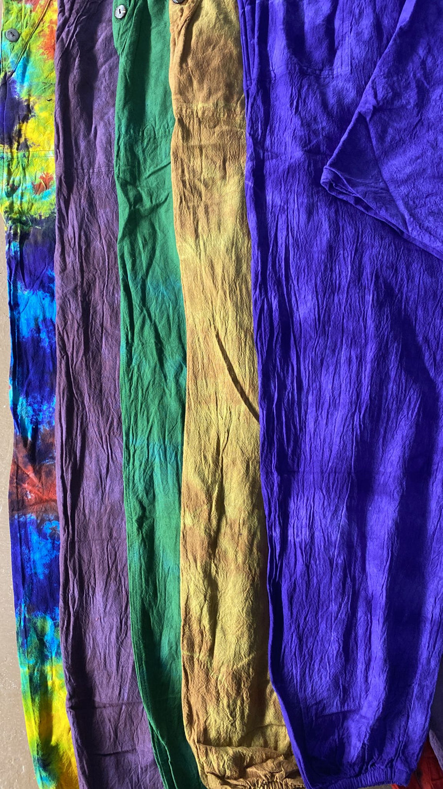 Cotton Front-Pocket Adjustable Harem Overalls - Tie-Dye