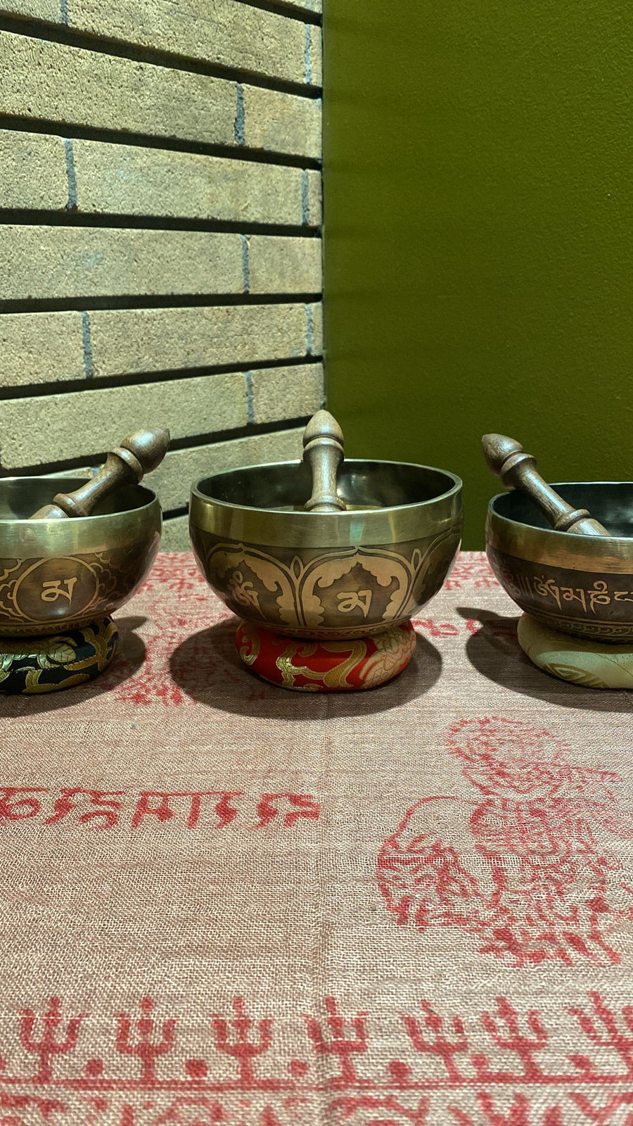 Hand-Pounded 7 Metal Tibetan Singing Bowl Etched w/Buddhist Iconography (Assorted) (M)