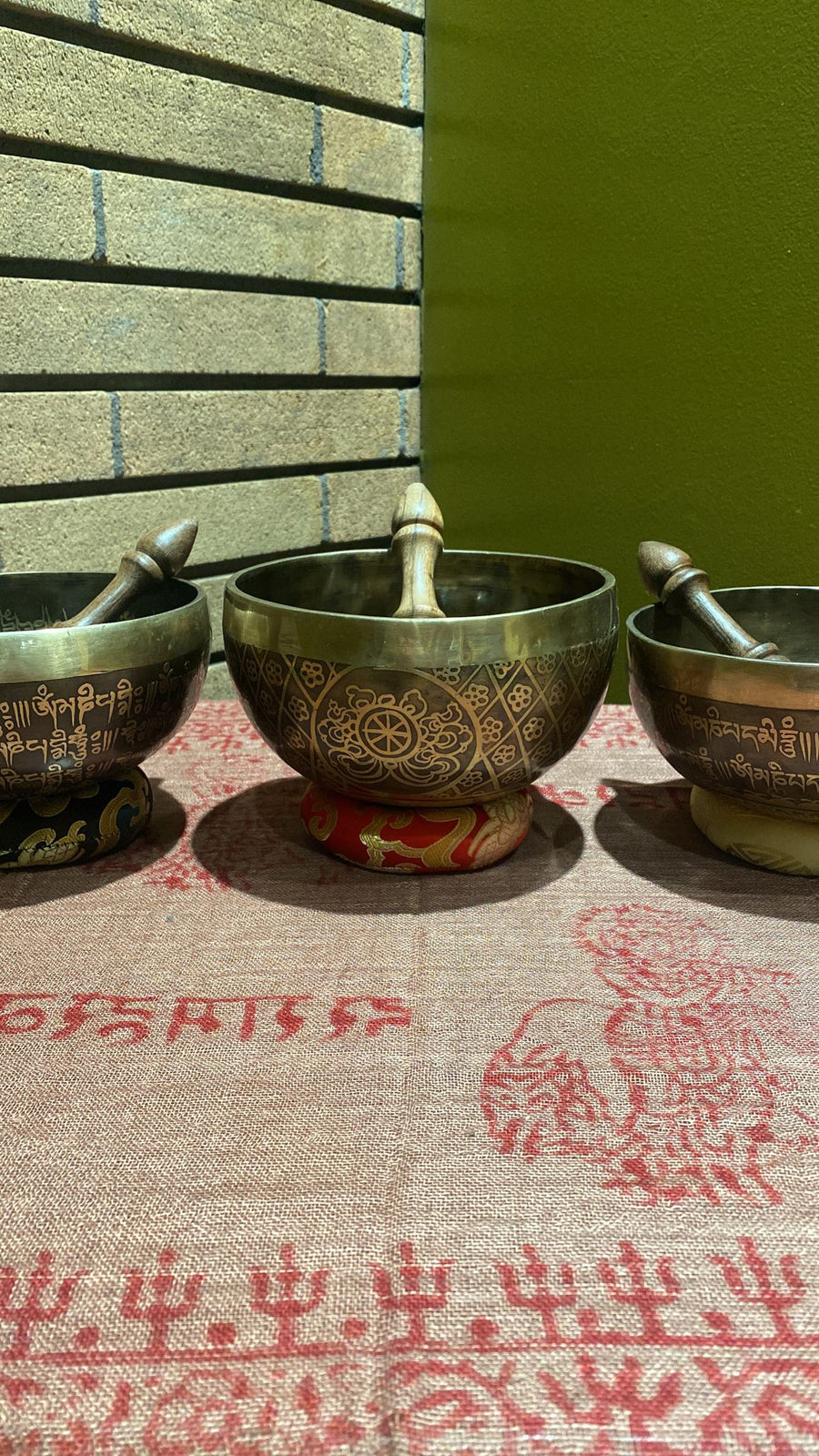 Hand-Pounded 7 Metal Tibetan Singing Bowl Etched w/Buddhist Iconography (Assorted) (XL)