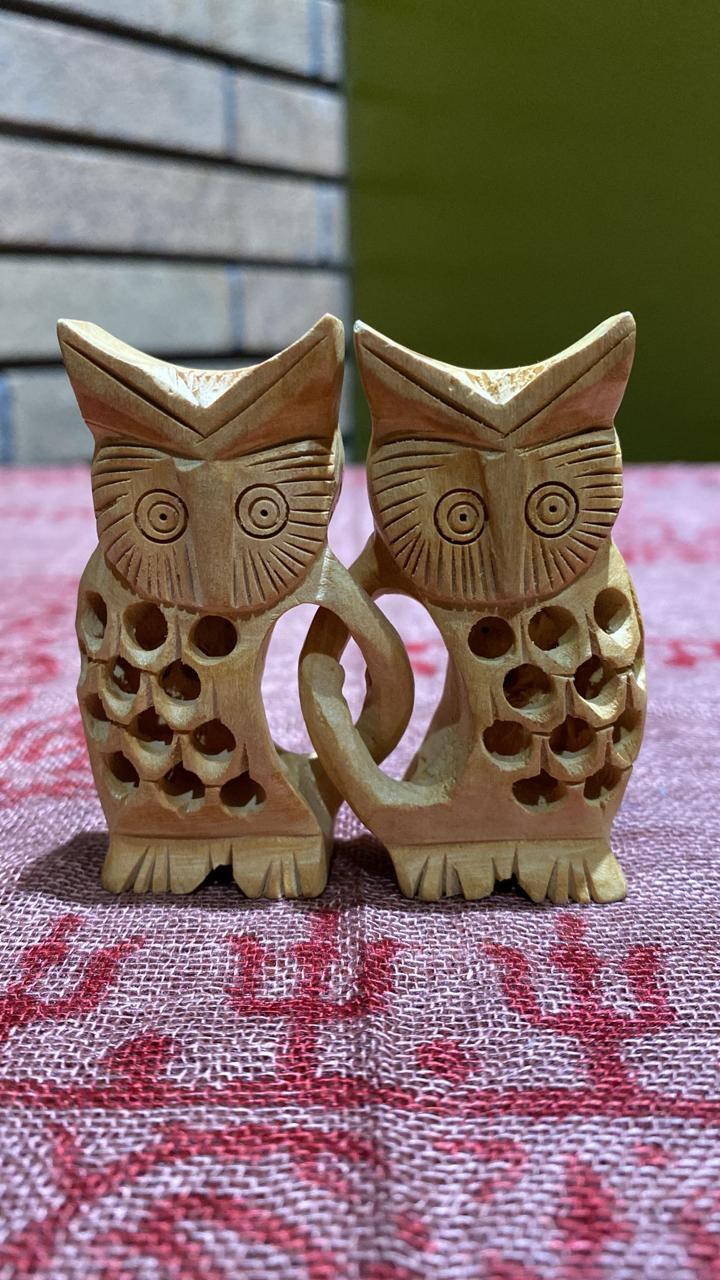 Wood Owl Figurine