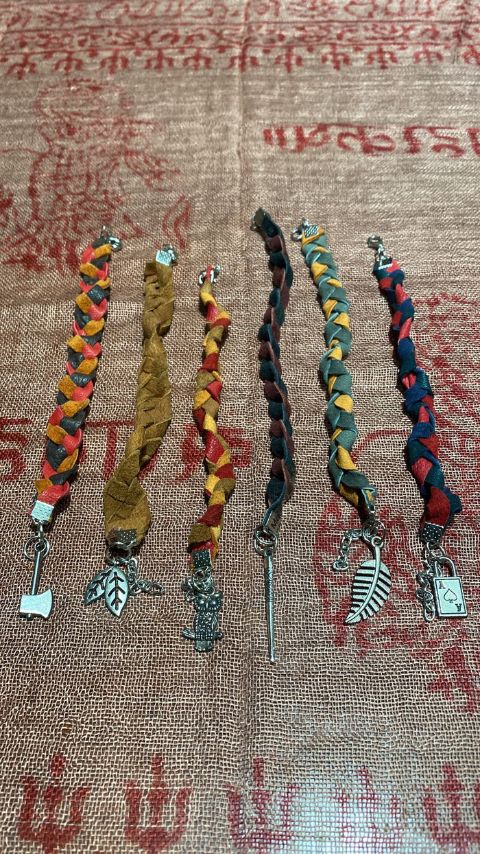 Natural Leather Handwoven Egyptian Charm Bracelets Assorted