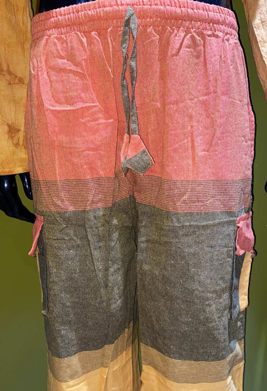 Cotton Wide-Leg 3/4 Cargo Pocket Pants - Tri-Color