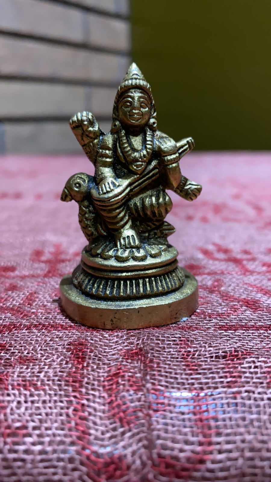 goddess saraswati brass idol