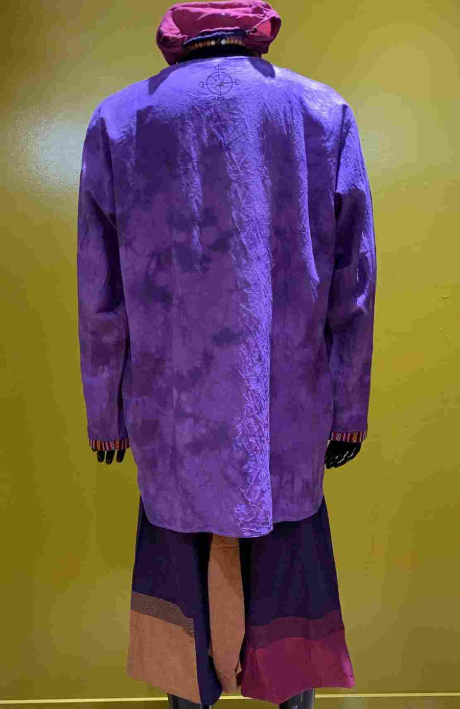 Cotton Bhutani Trim Long-Sleeve Round Neck Tunic - Tie-Dye