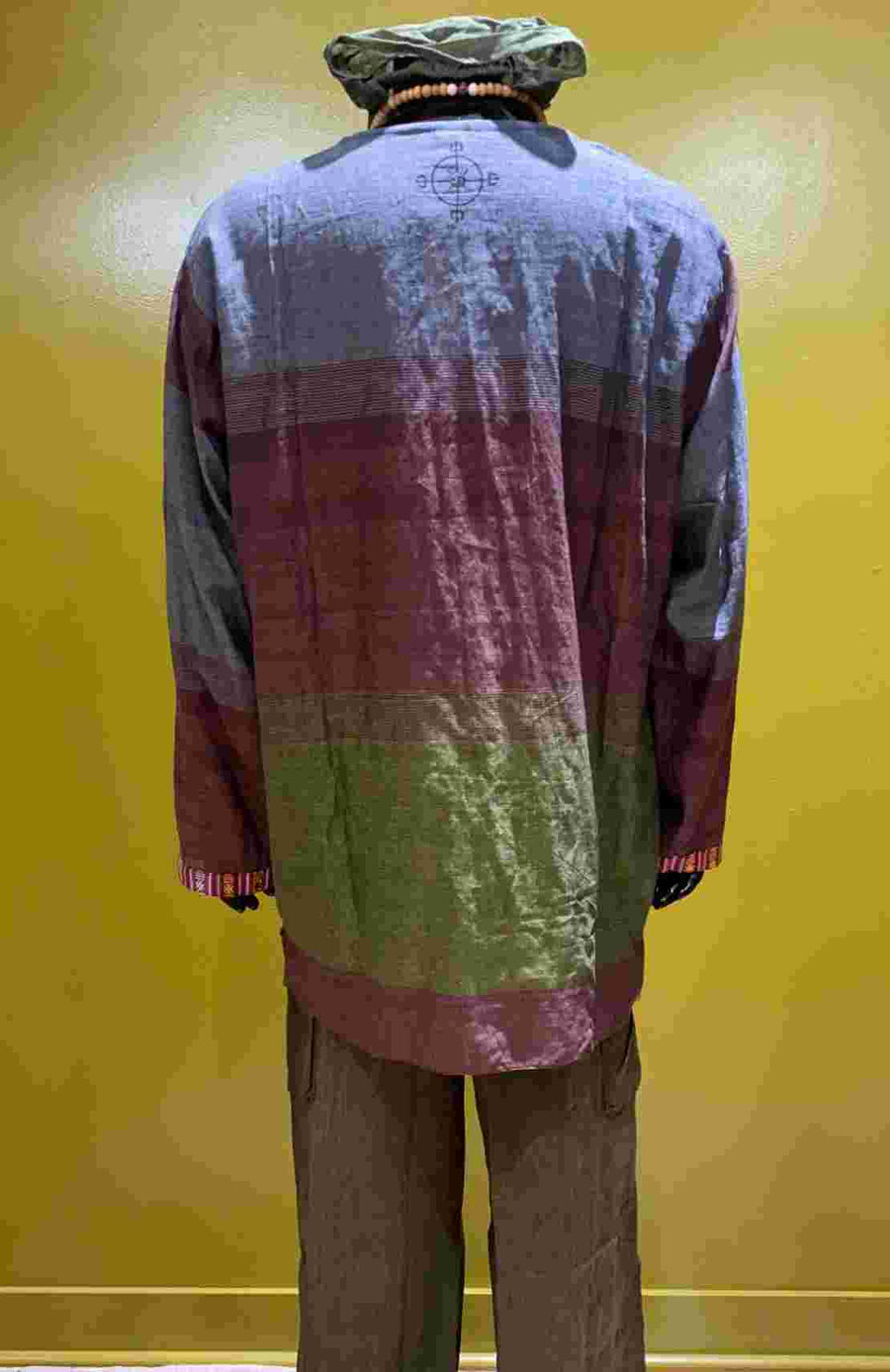 Cotton Bhutani Trim Long-Sleeve Round Neck Tunic - Tri Color