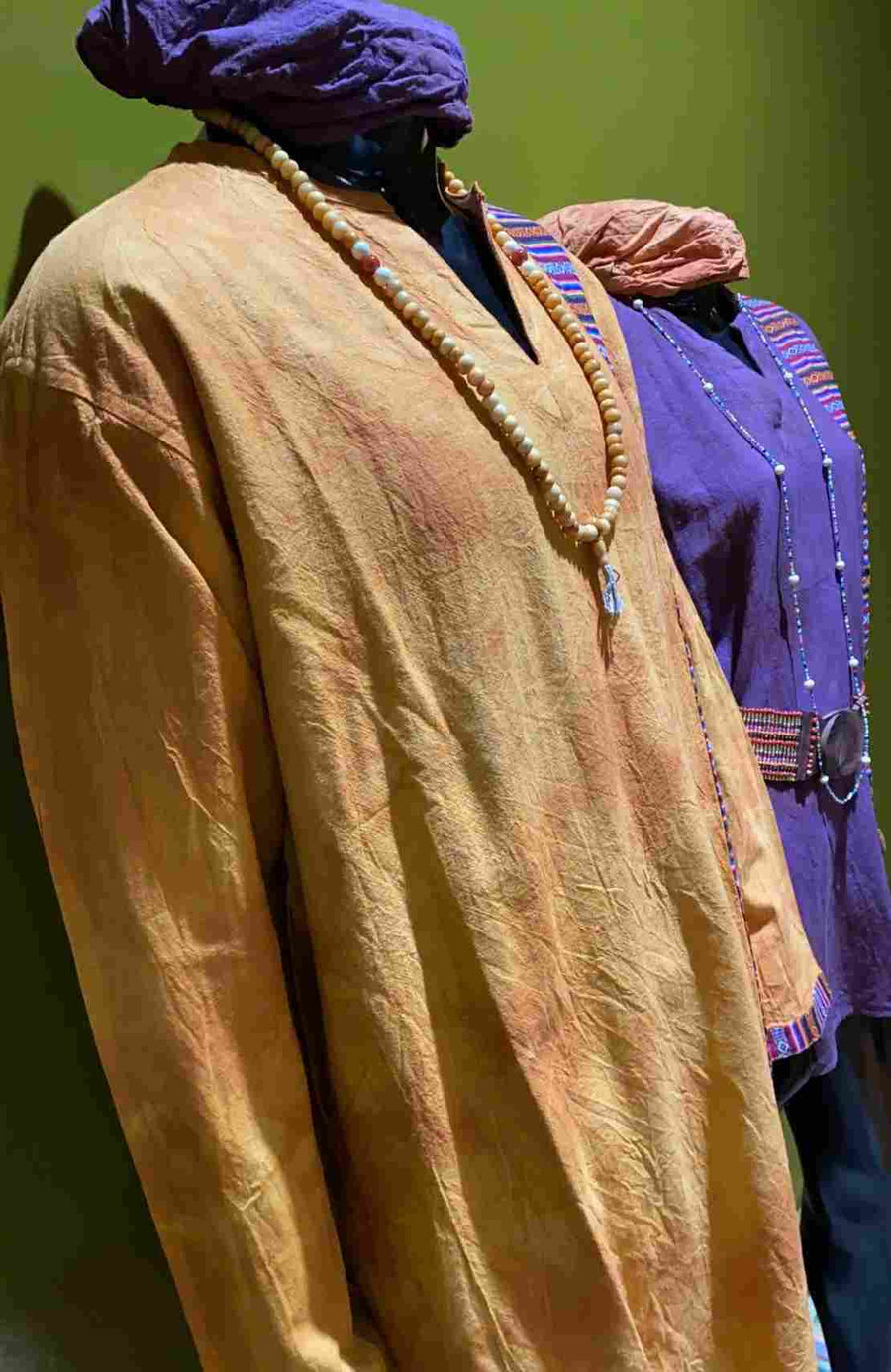 Cotton Bhutani Trim Long-Sleeve V-Neck Tunic - Tie-Dye