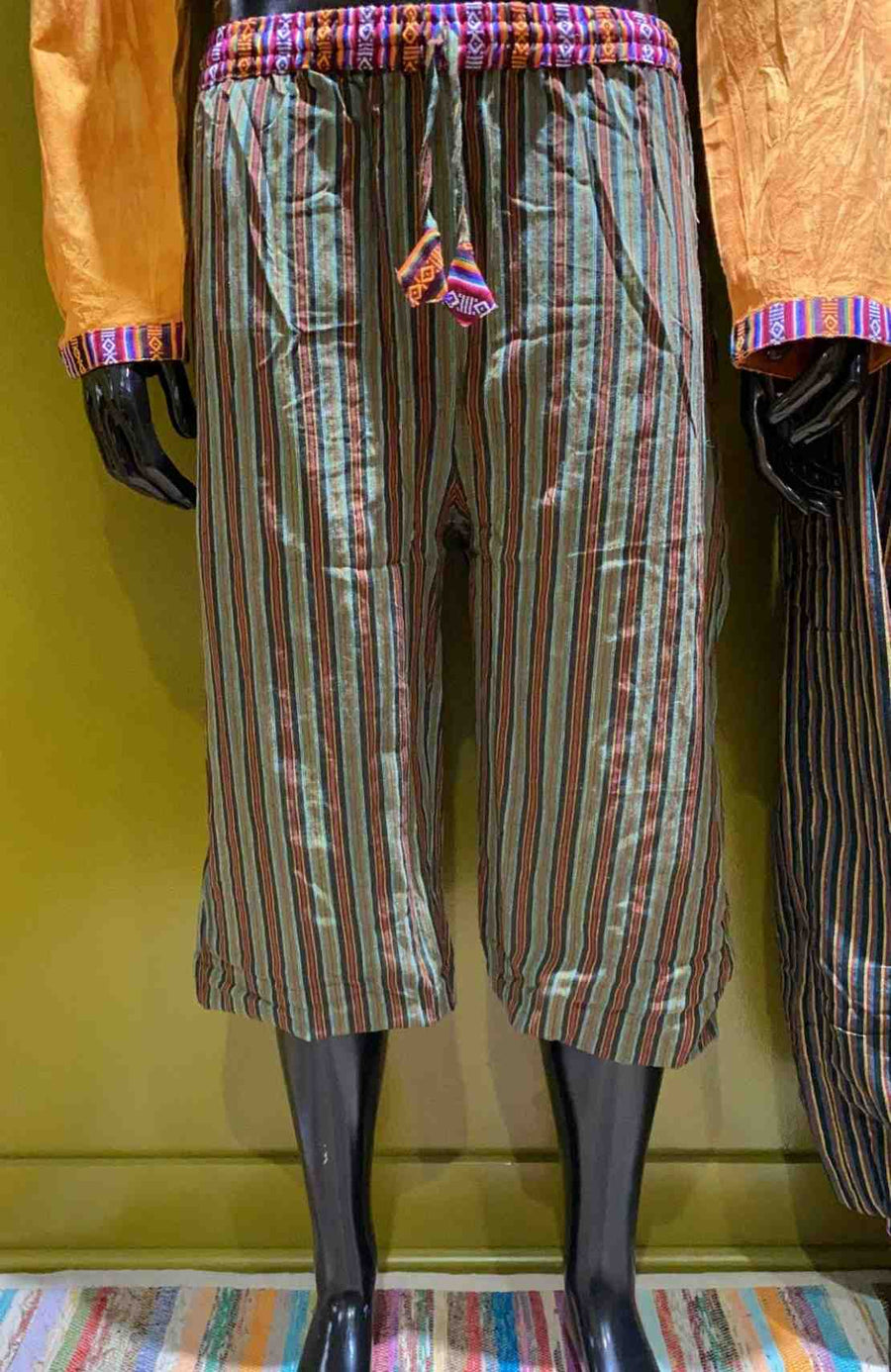 Cotton Bhutani Trim & Cuff Pants - Stripes