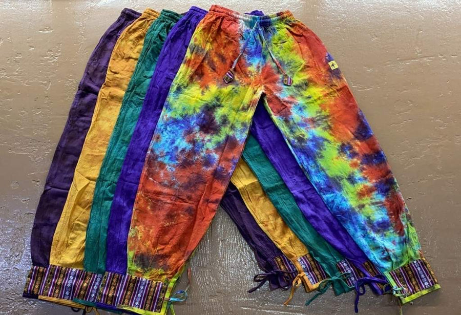 Cotton Bhutani Trim & Cuff Pants - Tie-Dye