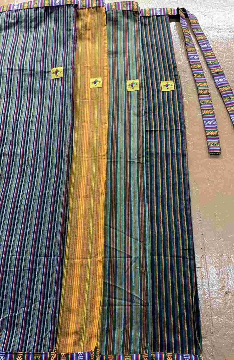 Cotton Straight-Cut Bhutani Trim Wrap Skirt - Stripes