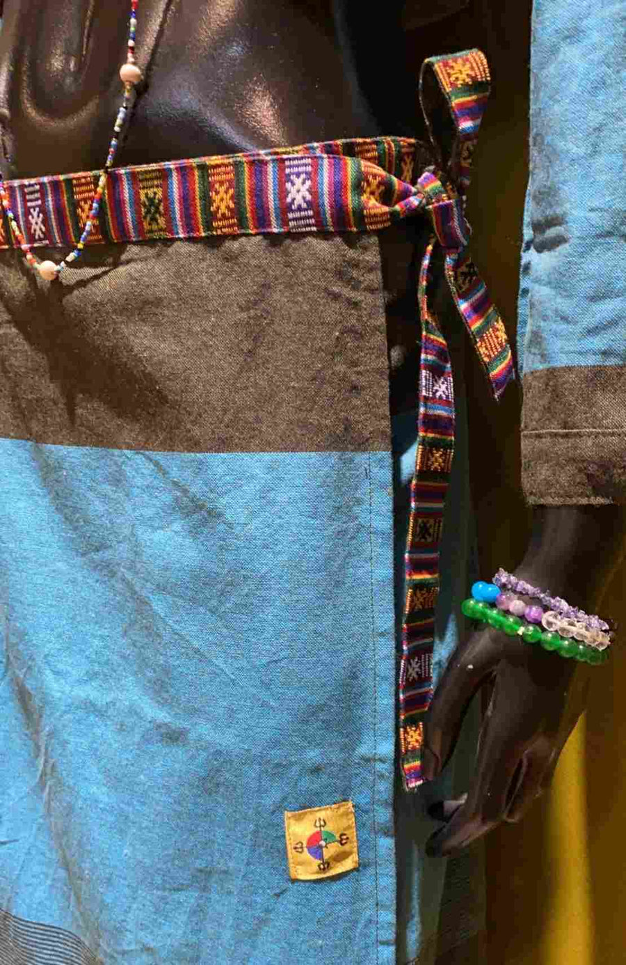 Cotton Straight-Cut Bhutani Trim Wrap Skirt - Tri-Color