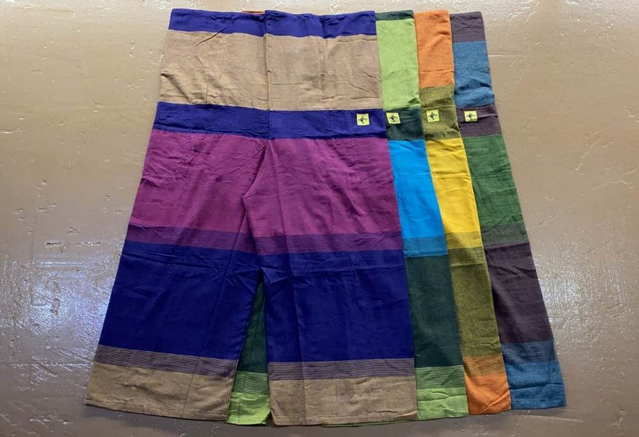 Cotton Thai Fisher Cargo Pocket Pants - Tri-Color