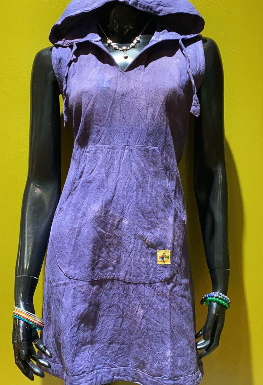 Cotton Front Pocket Hoodie Dress - Tie Dye