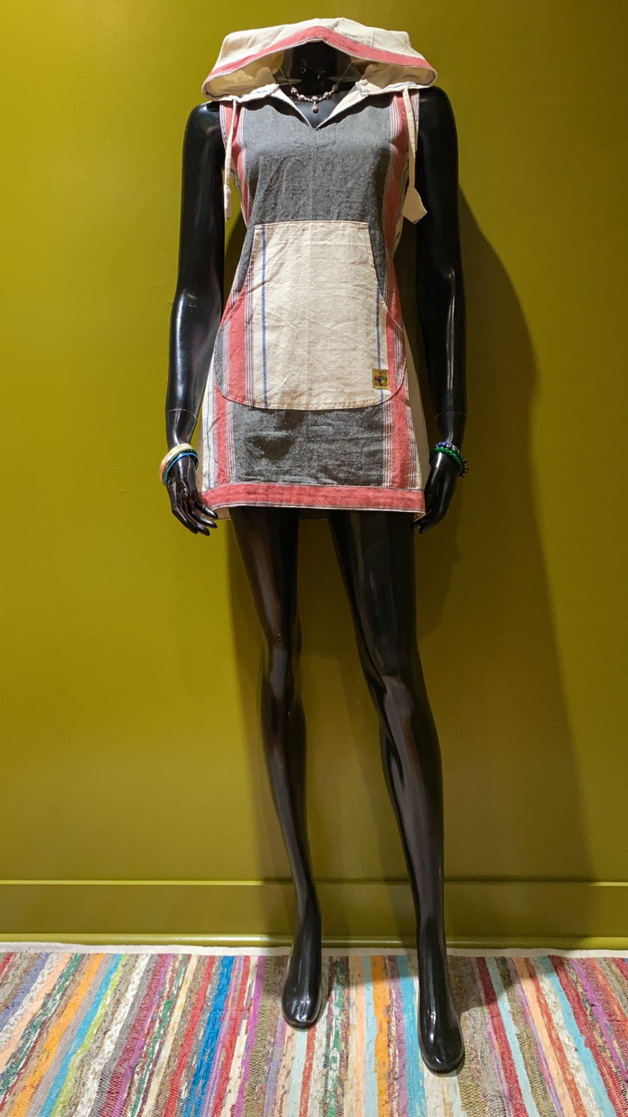 Cotton Front Pocket Hoodie Dress - Shyama Stripes