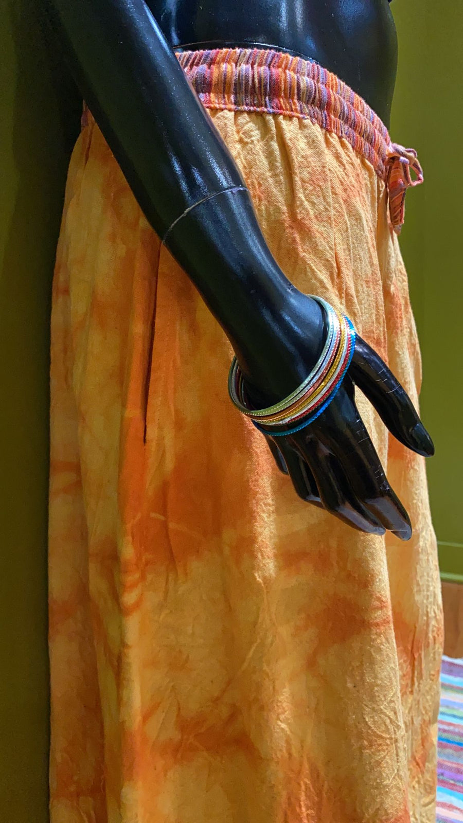 Cotton Drawstring Long Skirt - Tie Dye