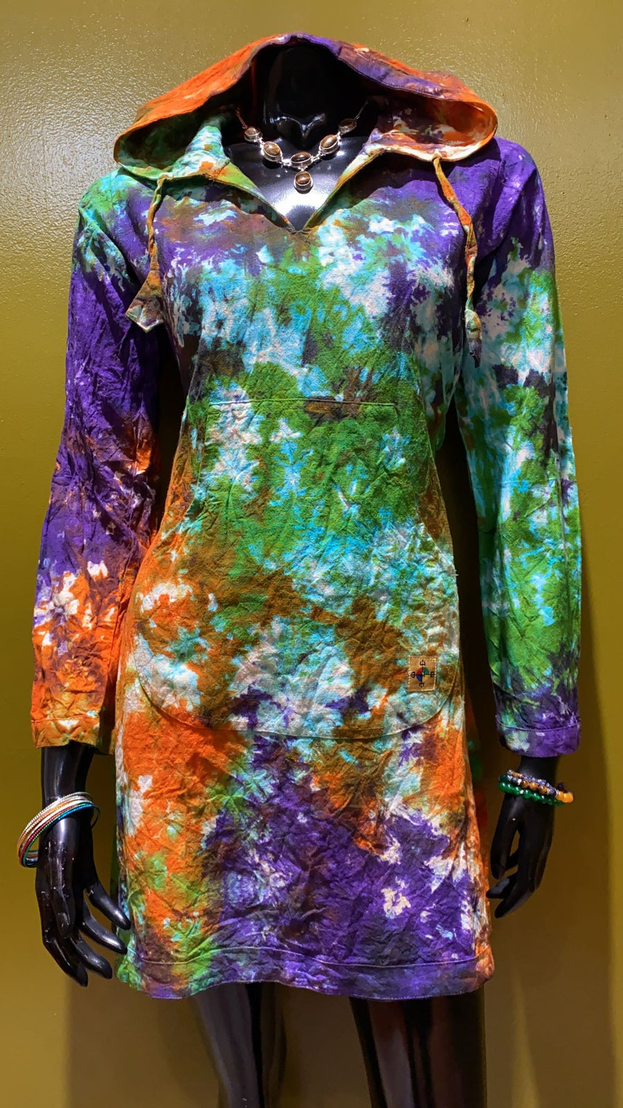 multicolor hoodie type dress