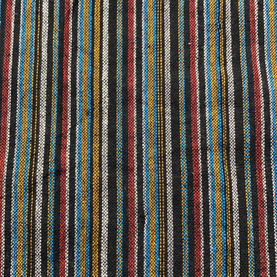 Cotton Bhutani Trim Long-Sleeve Round Neck Tunic - Stripes