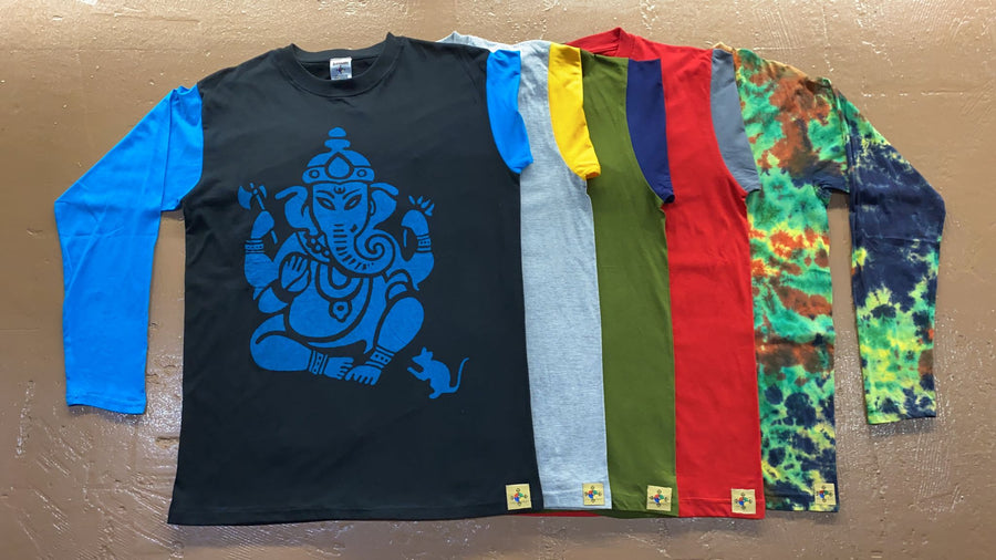 Ganesh Painted Cotton Long-Sleeve Tee Shirt