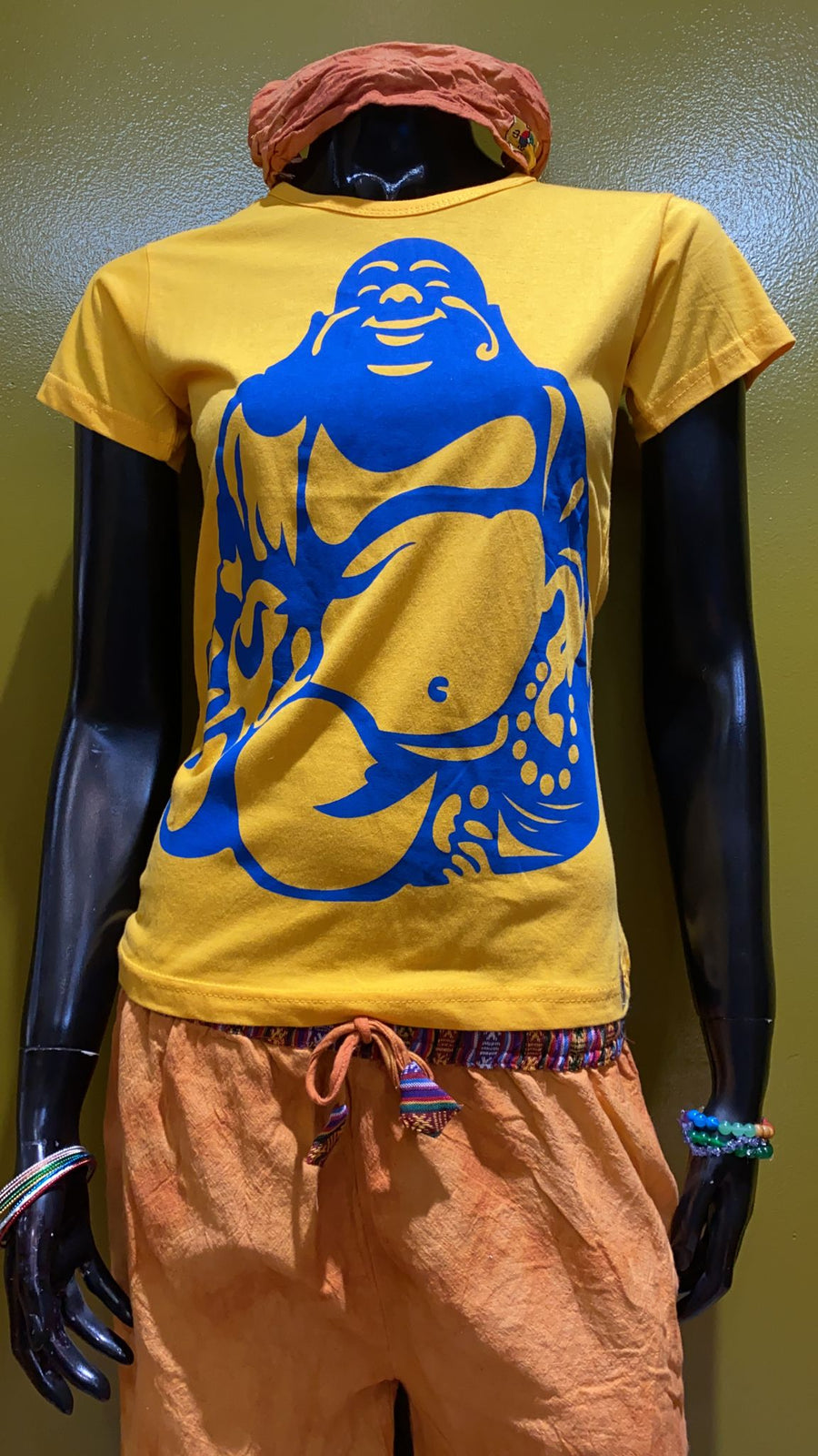 yellow happy buddha t shirt