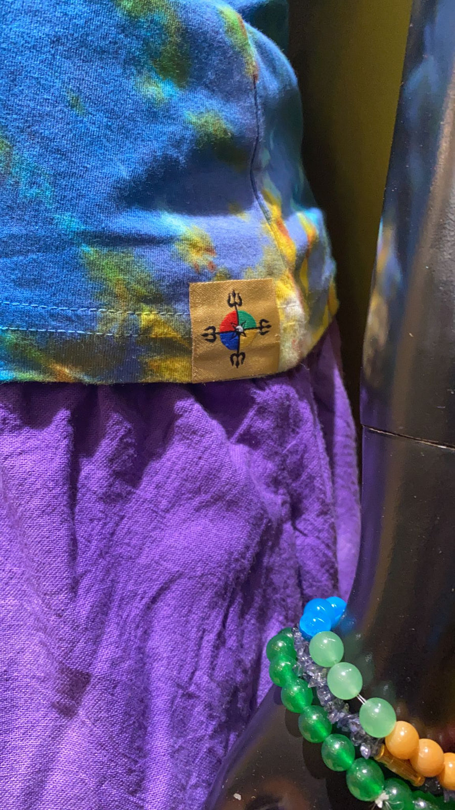 Tibetan Om Symbol Painted Cotton Babydoll Tee Shirt - Tie Dye