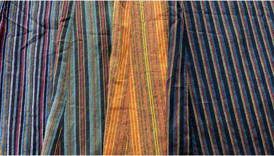 Cotton Wide-Leg Bhutani Trim Flare Pants - Stripes