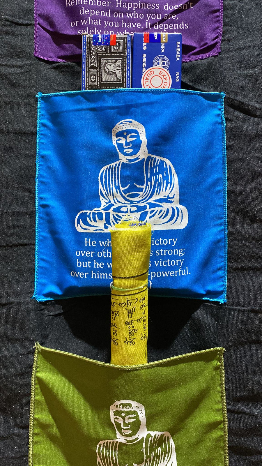 Success Buddha Black Background Pockets Banner (XL)